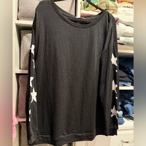 Black Long Sleeve Top with White Stars